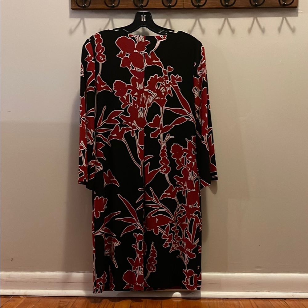 Lauren Ralph Lauren Black and Red Sheath Dress Crew Neck - Picture 2 of 15